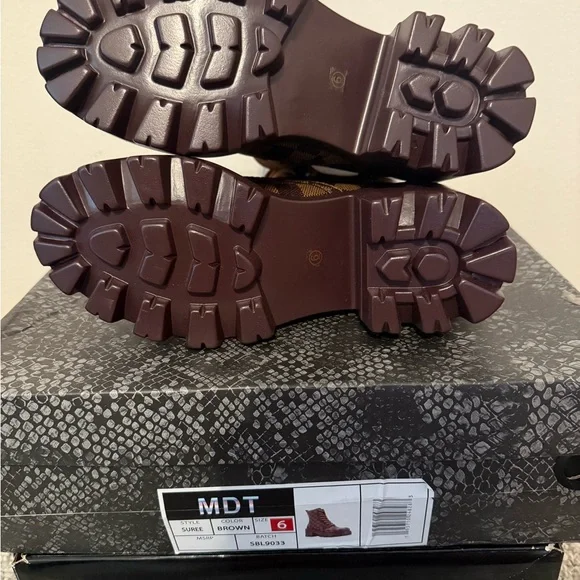 Checkered Brown Combat Boots by MDT Size 6 - Picture 5 of 8